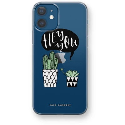 Afbeelding van Case Company® hoesje geschikt voor iPhone 12 mini Hey you cactus Soft Cover Telefoonhoesje Bescherming aan alle Kanten en Schermrand