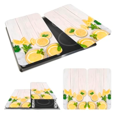 Afbeelding van Płyty ochronne na kuchenkę ze szkła hartowanego zestaw 2 szt. 52x30 cm Lemons Wenko