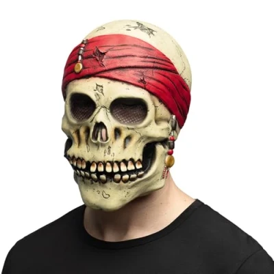Afbeelding van Boland Latex hoofdmasker Piraat Crinson Volwassenen Schedel Halloween Carnaval Themafeest