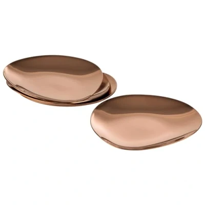 Afbeelding van APS PEBBLES 40794 Set van 4 roestvrijstalen borden met PVD coating, 9 x cm, hoogte 1 koperlook