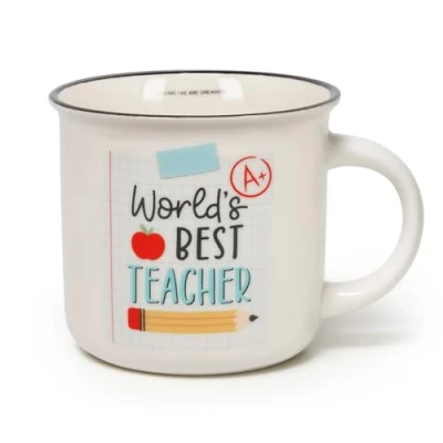 Afbeelding van Legami Cuppuccino mok van porselein New Bone China, ontbijtbeker, vaatwasmachinebestendige theekop, cadeau idee voor leraar, diameter 10 cm, inhoud 350 ml, thema