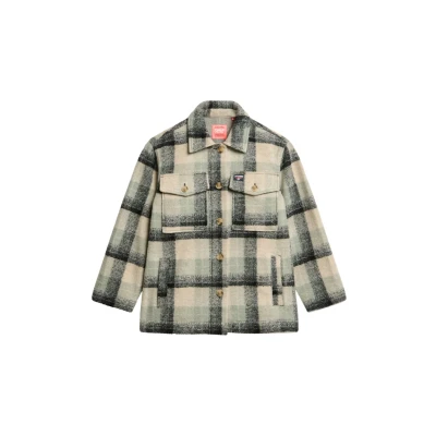 Afbeelding van Superdry Heavyweight Lichte jas, Dames, Maat: 36, Petrol blue check