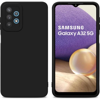 Afbeelding van Cadorabo Hoesje geschikt voor Samsung Galaxy A32 5G in Fluid ZWART Beschermhoes gemaakt van flexibel TPU silicone Cover Case