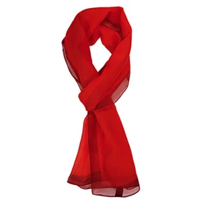 Afbeelding van TigerTie Effen chiffon sjaal voor dames, halsdoek 160 cm x 36 cm, gemaakt in Italië, Donker rood
