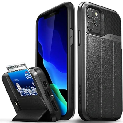 Afbeelding van Vena vCommute Portemonneehoesje compatibel met Apple iPhone 11 Pro (5,8 inch 2019) (militaire kwaliteit), klaphoes van leer kaartsleuf en standaard, Space Grey