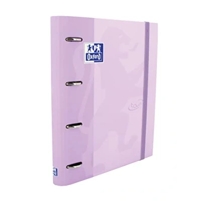 Afbeelding van Oxford, A4 map, hardcover, rubberen sluiting, navulverpakking 5 x roosters en gekleurde strepen, zelfklevend blad, paars touch