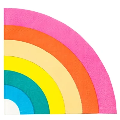 Afbeelding van Talking Tables 16 stuks papieren servetten in regenboogvorm voor kinderverjaardag of tafeldecoratie