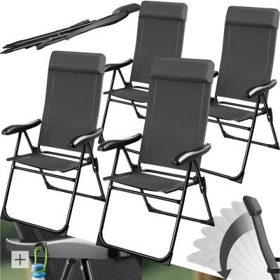 Afbeelding van tectake® Campingstoel inklapbaar staal met aluminium frame set van 4 antraciet