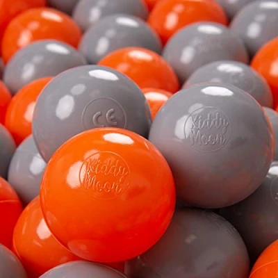 Afbeelding van KiddyMoon 100 ∅ 7 cm, plastic gekleurde ballen voor kinderbad gemaakt in de EU, oranje, grijs