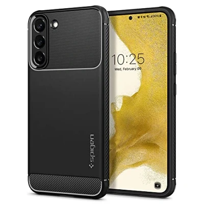 Image de Spigen Rugged Armor Coque de protection pour téléphone portable polyuréthane thermoplastique souple (TPU) noir mat Samsung Galaxy S22