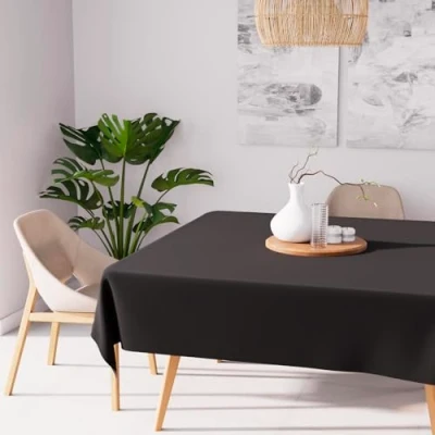Image de Soleil d&#039;ocre, Alix Nappe carrée Anti tâches, Polyester, Noir, 180x180 cm