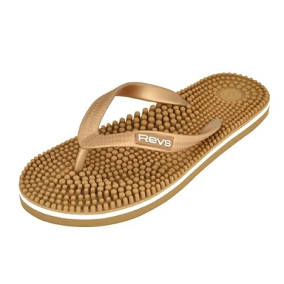 Afbeelding van Revs Lights Reflexologie Massage Teenslippers voor mannen en vrouwen, klassiek goud, 39 EU