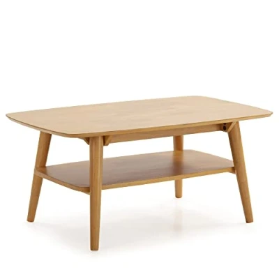 Afbeelding van HOMN LIVING Salontafel Palma 1 gat eikenkleur, massief hout, 100 cm (breedte) 60 (diepte) 45 (hoogte)