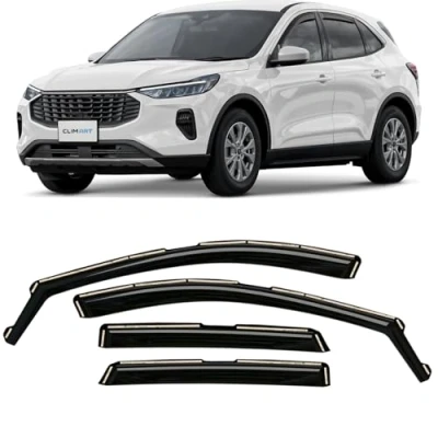 Afbeelding van CLIM ART Set van 4 autodeflectoren voor/compatibel met Ford Kuga SUV 2020 2024, winddeflector, autospoiler, insteekbaar, zwart