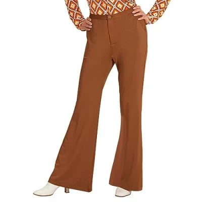Afbeelding van Widmann Hippie Kostuum Groovy Gwendolyn 70s Dames Broek, Bruin Vrouw Small / Medium Carnavalskleding Verkleedkleding