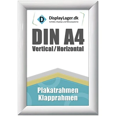 Afbeelding van DisplayLager Inklikframe A4 wit met 25 mm aluminium profiel, ontspiegeld beschermglas, bevestigingsmateriaal