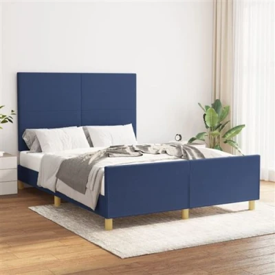 Afbeelding van vidaXL Bedframe met hoofdbord stof blauw 140x190 cm