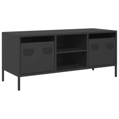 Image de vidaXL Meuble TV noir 101,5x39x43,5 cm acier laminé à froid851298