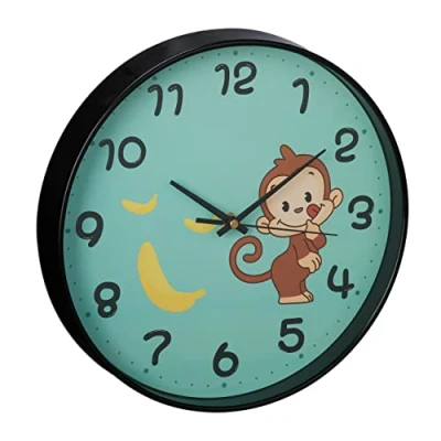 Afbeelding van Relaxdays kinderklok aap wandklok Ø 29,5 cm meisjes &amp; jongens klok kinderkamer