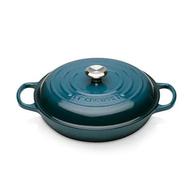 Afbeelding van Le Creuset Signature 21180266422430 braadpan van geëmailleerd gietijzer, rond, handvat roestvrij staal, Ø 26 cm, Deep Teal