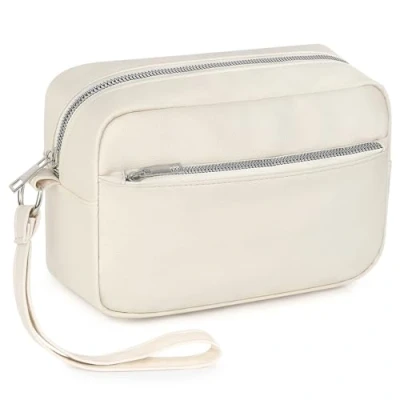 Afbeelding van MOCOCITO toilettas, uniseks, leer, reisaccessoires, 24 x 14 7 cm, Wit.