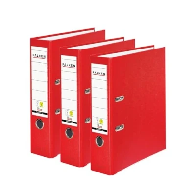 Image de Falken lot de 3 classeurs en plastique PP Color Végan. Fabriqué Allemagne. 8 cm, DIN A4, rouge