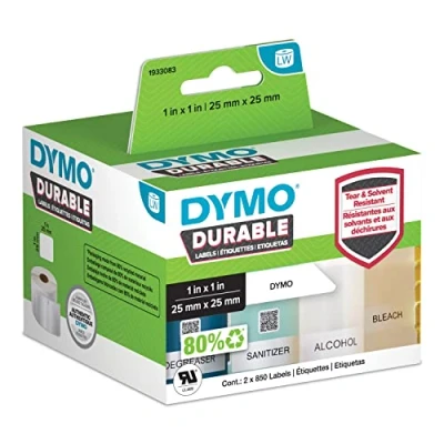 Afbeelding van Dymo Durable 2112286 Etiket Zwart op wit (25 mm x 25 mm)