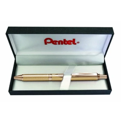Afbeelding van Pentel BL407X BOX EnerGel Liquid Gel Roller Sterling met volledig gouden behuizing, lijndikte 0,35 mm, kogeldiameter 0,7 zwart, 1 stuk (1 stuk)
