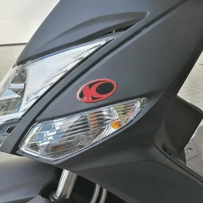 Afbeelding van labelbike 2 stickers van kunsthars, 3D gel, compatibel met Kymco Xciting scooter, zwart rood nieuw