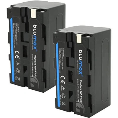 Afbeelding van 2 stuks Blumax batterijen compatibel met NP F750 / F550 F970 F960 F570 4400 mAh (Blackmagic F570), ook voor verschillende flitsers, videolampen, veldmonitoren
