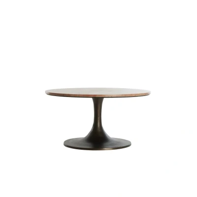 Afbeelding van Light&amp;living Bijzettafel Ø75x38 cm DOLIN rood travertin+donker bruin