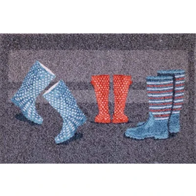 Afbeelding van oKu Tex Deurmat Deco Soft Entrance kleurrijke rubberen laarzen, bedrukt voor gebruik binnenshuis entree / voordeur trap antislip 40 x 60 cm