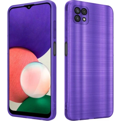 Afbeelding van Cadorabo Hoesje geschikt voor Samsung Galaxy A22 5G in Brushed Paars Beschermhoes Case Cover van flexibel TPU silicone design
