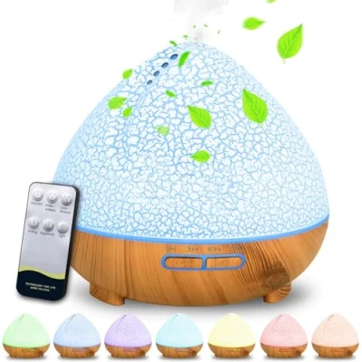 Afbeelding van ZZXLOPEZ diffuser voor etherische oliën, 500 ml, ultrasone elektrisch, luchtbevochtiger met warm licht, automatische uitschakeling slaapkamer, spa, yoga, massage