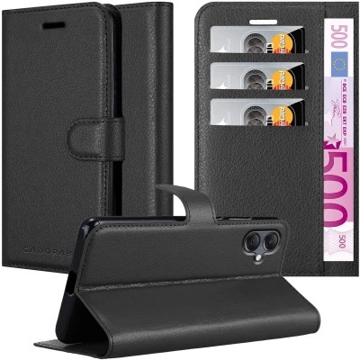 Afbeelding van Cadorabo Hoesje geschikt voor Samsung Galaxy A06 in PHANTOM ZWART Beschermhoes met magnetische sluiting, standfunctie en kaartvakje Book Case Cover Etui