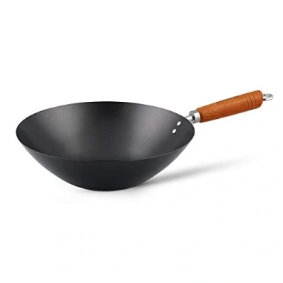 Afbeelding van Ken Hom Classic Wok Ø 31 cm. in Koolstofstaal met Antiaanbaklaag en Houten Greep