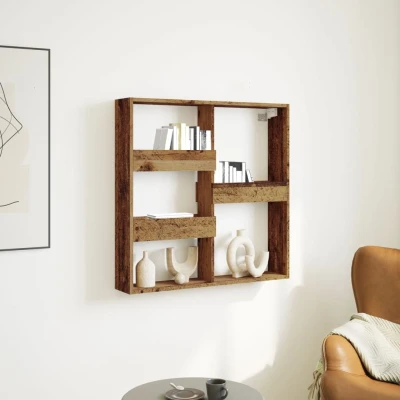 Afbeelding van vidaXL Wandkast 80x15x80 cm bewerkt hout oud houtkleurig
