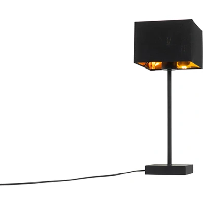 Afbeelding van QAZQA vt Moderne Tafellamp met kap 1 lichts H 44 cm Zwart Goud Woonkamer Slaapkamer Keuken