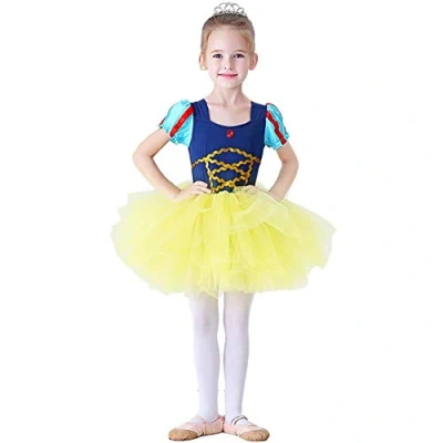 Afbeelding van Lito Angels Sneeuwwitje Prinses Ballet Jurk Tutu voor Kinderen Meisjes, Turnpakje Dansen Ballerina kostuum, Maat 7 8 jaar, Blauw
