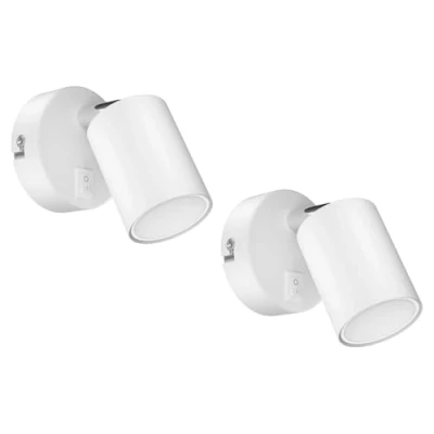 Afbeelding van ledscom.de 2 stuks WAIKA wandspot met schakelaar mat wit GU10 warmwit 3 dimstanden max. 500lm elk