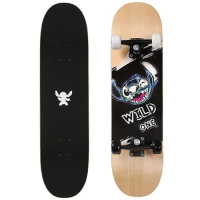 Afbeelding van DISNEY Stitch Houten skateboard voor kinderen 79 cm, antislip, GROOT, lichtgewicht en stabiel tot 100 kg.