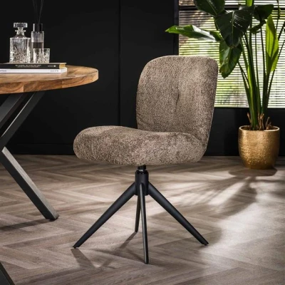 Afbeelding van Hoyz Collection Stoel Comfort Draaibaar. 2 Stuks Boucle Taupe