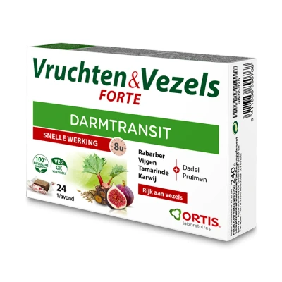 Afbeelding van Ortis Vruchten &amp; Vezels Forte Darmtransit Blokjes 24ST