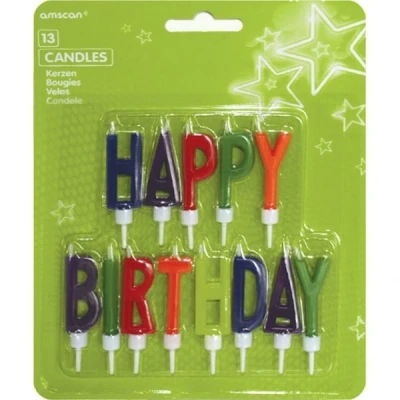 Afbeelding van Taartkaarsjes Happy Birthday Gekleurd 13 delig