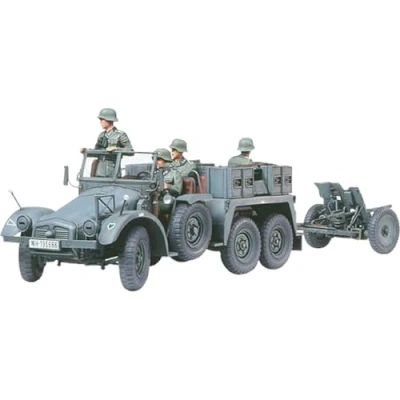 Afbeelding van 1:35 Tamiya 35259 German Krupp Protze w/ 37mm PAK with 4 Figures Plastic Modelbouwpakket