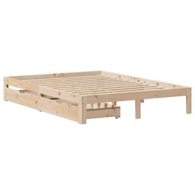 Afbeelding van vidaXL Bedframe met lades massief grenenhout 135x190 cm