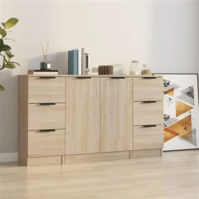 Afbeelding van vidaXL Dressoirs 3 st bewerkt hout sonoma eiken