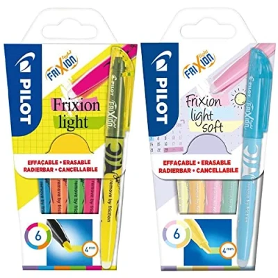 Afbeelding van Pilot FriXion Light Markeerstiften, uitwisbaar, pastel, neonkleuren, 12 stuks