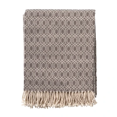 Afbeelding van Dutch Decor ELODIE Plaid 140x180 cm deken met geometrich patroon en franjes Charcoal Gray multicolor