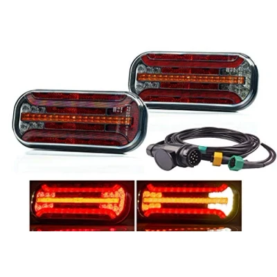 Afbeelding van Fristom Led achterlichten 12 V/24 V, dynamische knipperlichten, 5 m kabelset met 13 polige stekker